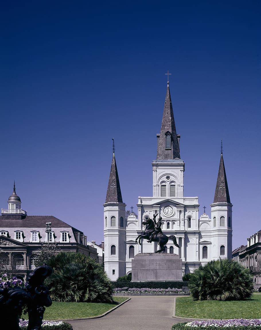 jackson, square, new orleans, louisiana, usa, cityscape, cathedral, HD wallpaper