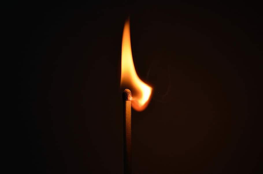 Flame on a match, fire, photos, matches, public domain, fire - Natural Phenomenon