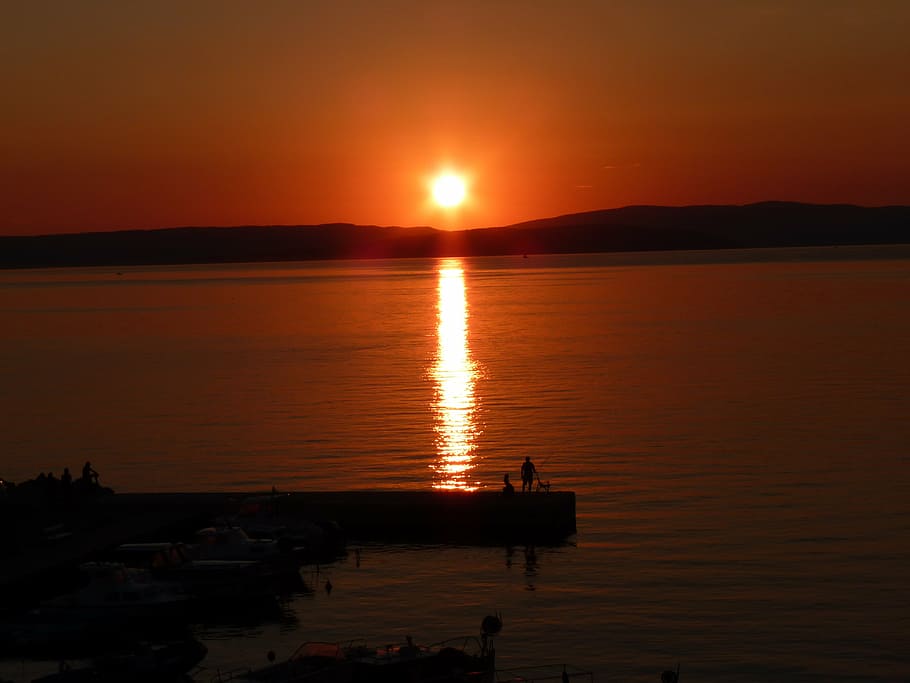 sunset, sea, afterglow, evening sky, water, reflection, scenics - nature HD wallpaper