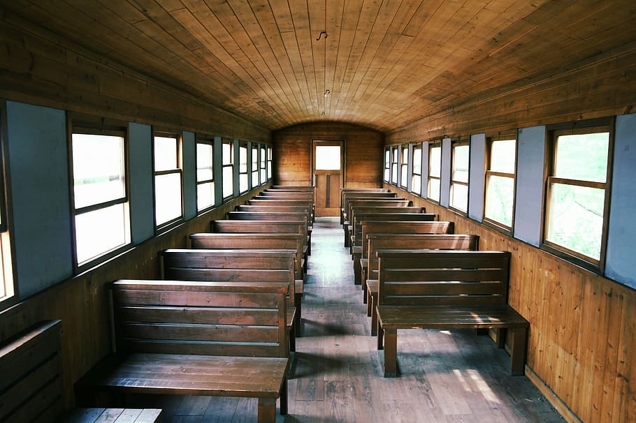photo of brown wooden chairs inside room, train, train inside HD wallpaper