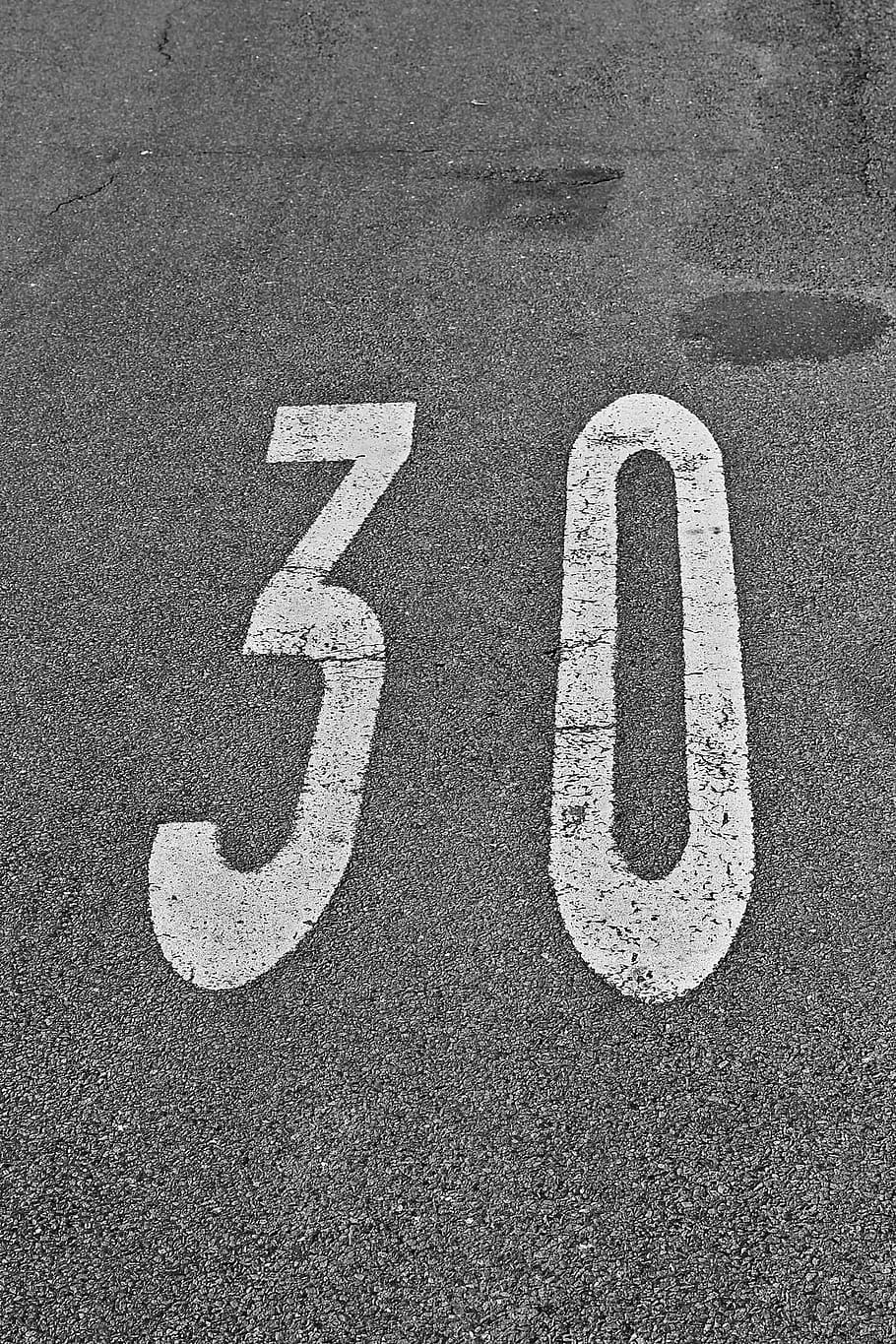 thirty, number, speed, kmh, street sign, road, traffic, digit, HD wallpaper