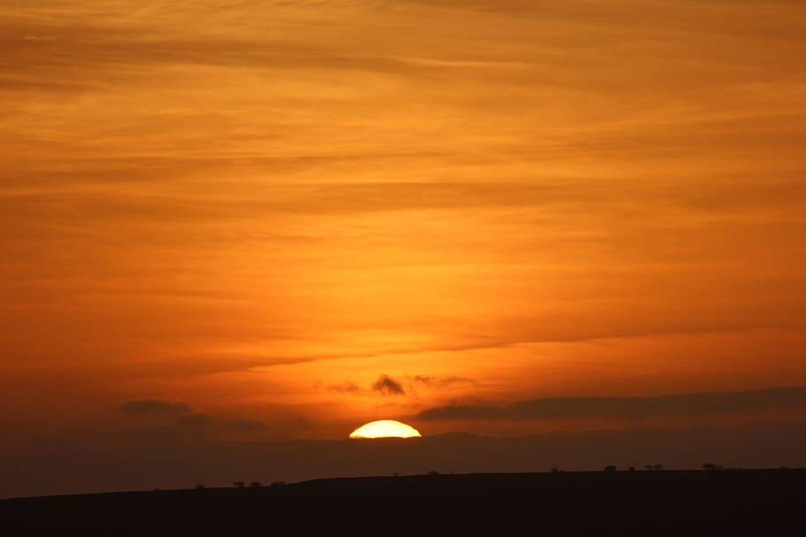 cape verde, sunset, sky, beauty in nature, silhouette, orange color HD wallpaper