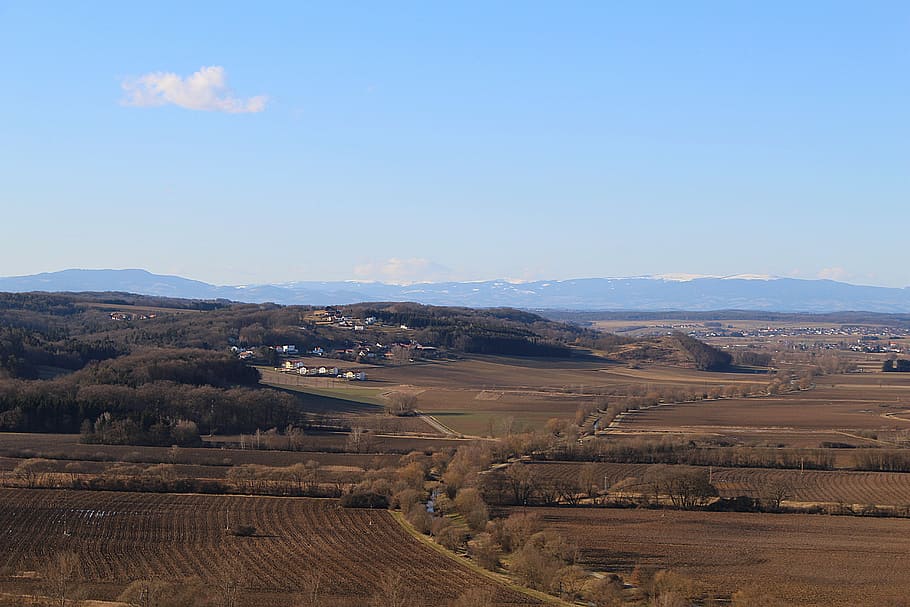 View, Distant, Landscape, wide, field, nature, scenics, no people HD wallpaper