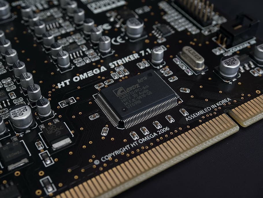 black HT Omega Striker 7.1 motherboard, electronic devices HD wallpaper