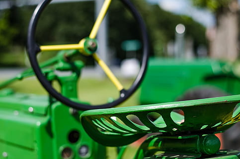 tractor, john deere, farm, field, hay, green, harvest, machinery HD wallpaper