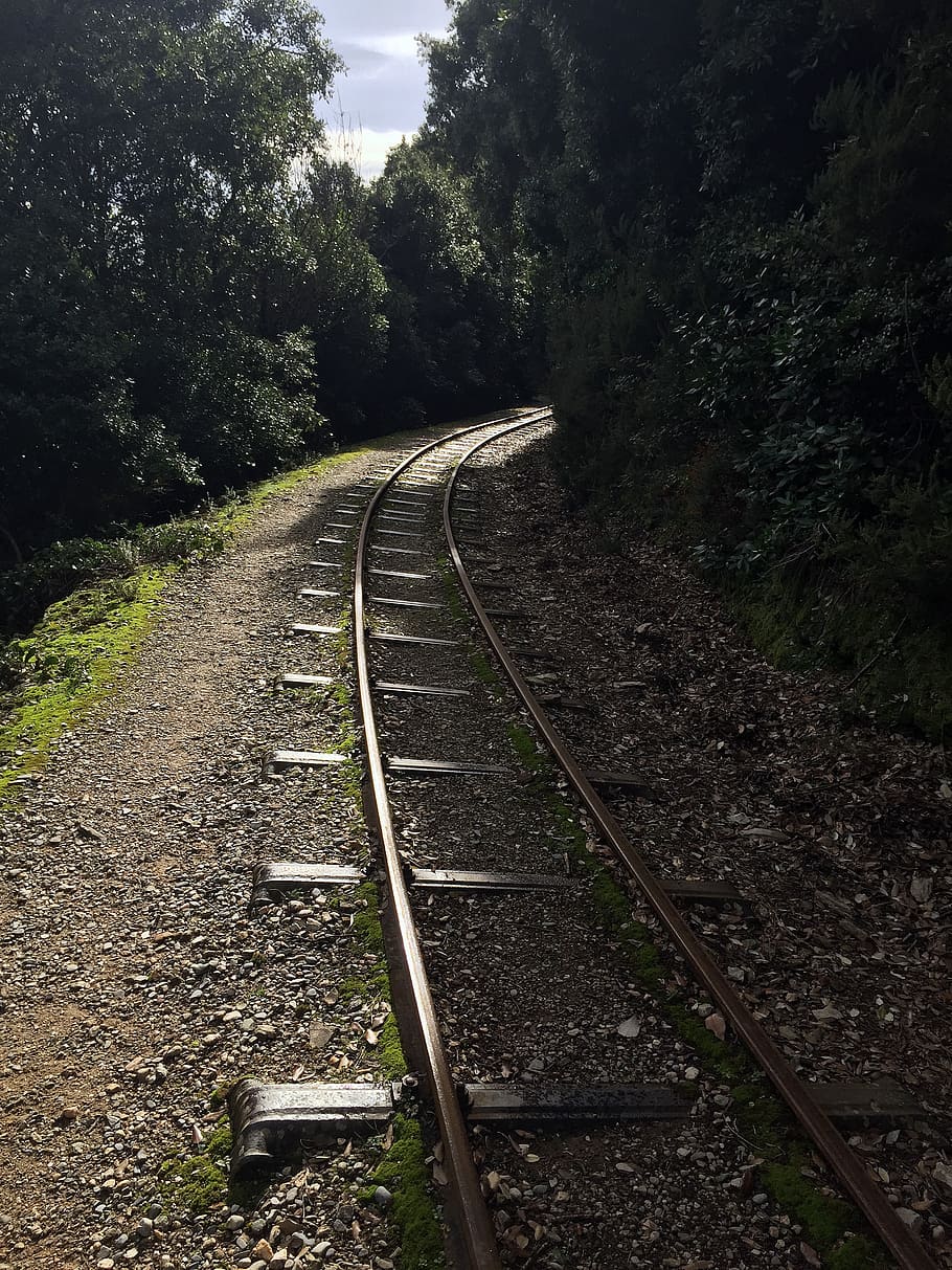train tracks, forest, greece, pillion, railway, old, path, mountain HD wallpaper