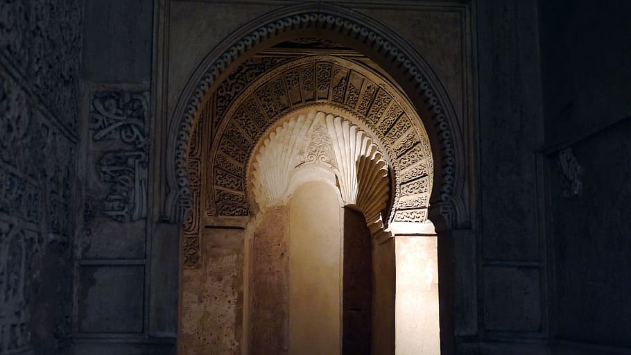 gray concrete arch door, Granada, World Heritage Site, Alhambra, HD wallpaper