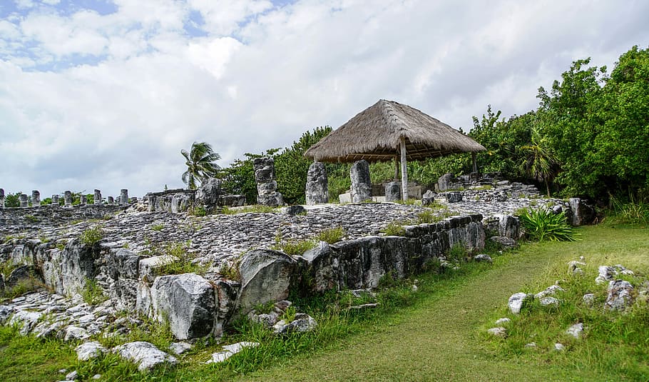 Ruins and Ancient Structures in Cancun, Mexico, ancient houses HD wallpaper