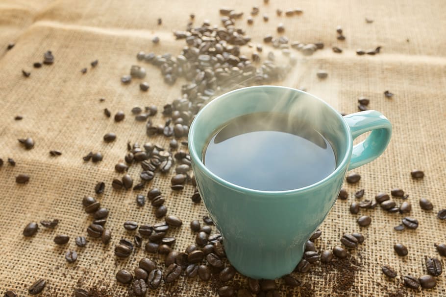 white ceramic coffee mug with brown coffee beans, drink, beverage HD wallpaper