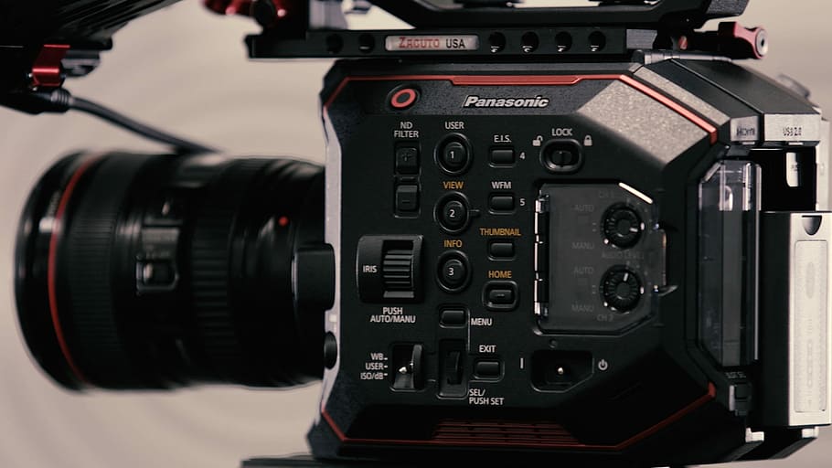 black Panasonic DSLR camera closeup photo, black Panasonic camera HD wallpaper