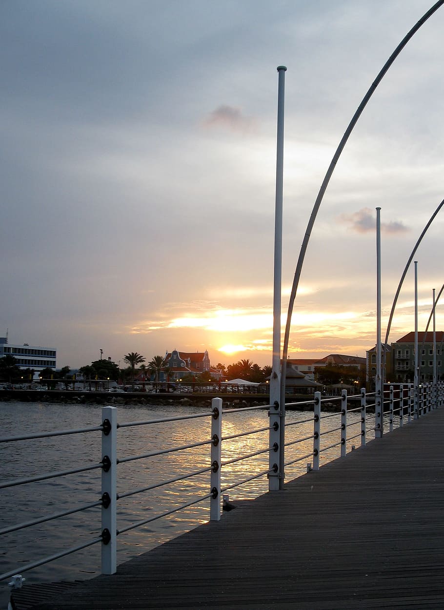 Bridge, Sunset, Landscape, Sun, City, twilight, horizon, architecture HD wallpaper
