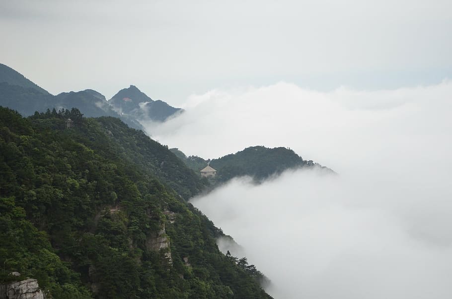 lushan, the rich brocade valley, cloud, landscape, ink, the scenery, HD wallpaper