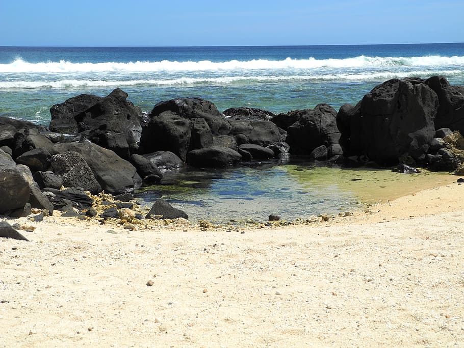sea, wave, surf, wide, infinity, rock, rock - object, beach HD wallpaper