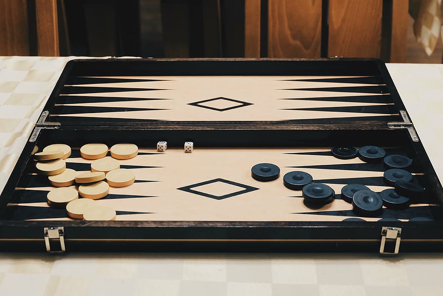 HD wallpaper: beige and black backgammon set on table, white, desk ...