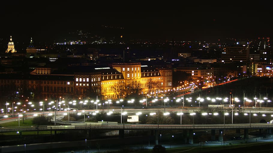 mannheim, night, historically, castle, night photograph, darkness HD wallpaper