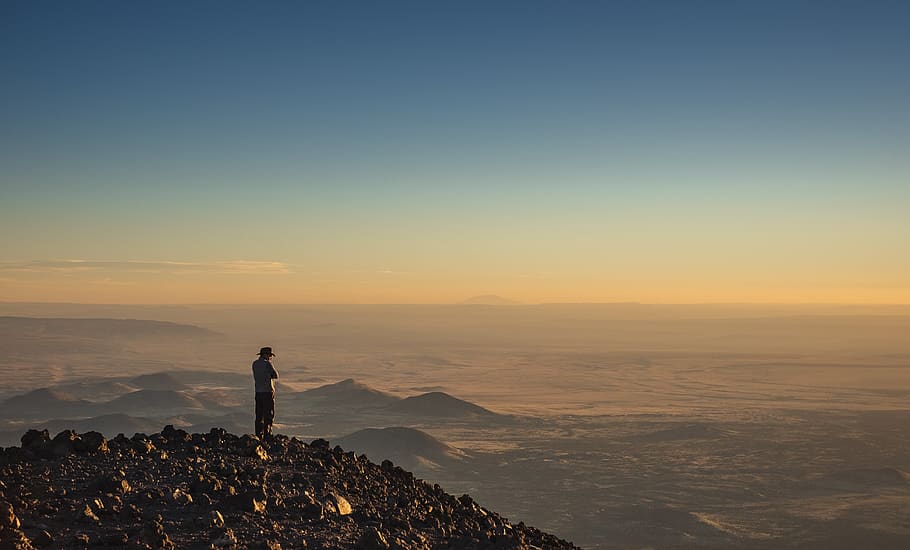 ridge, summit, cloud, rock, hill, mountain, horizon, blue, sky HD wallpaper