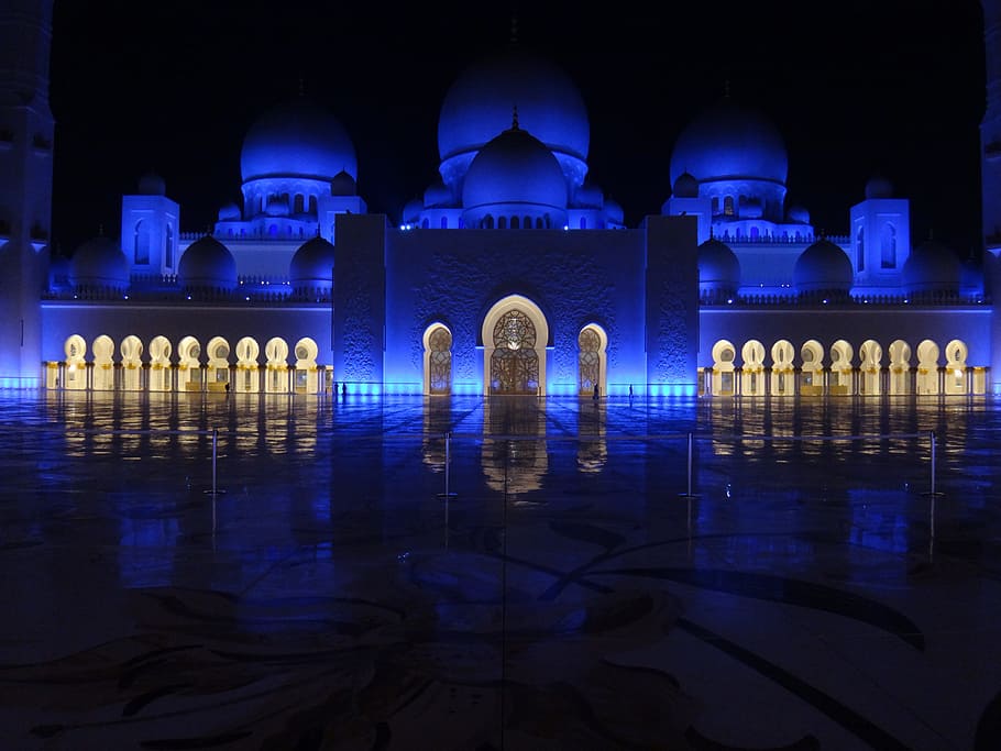 light, illuminated, reflection, architecture, evening, travel HD wallpaper