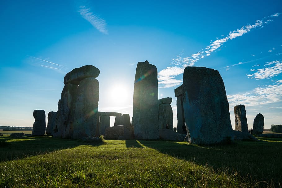 stonehenge, sky, outdoors, panoramic, grass, england, megalith HD wallpaper