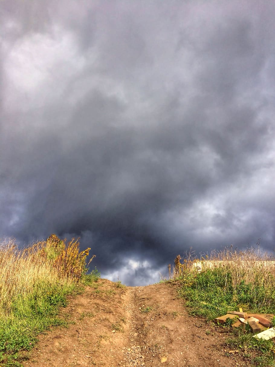 trail, path, nature, clouds, storm, grass, cloud - Sky, outdoors HD wallpaper