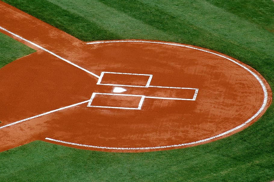 baseball field at daytime, home plate, sport, game, team, dirt