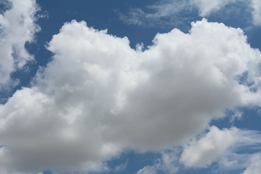 clouds, sky, white, blue, fluffy, cloudscape, cloud - sky, beauty in nature HD wallpaper