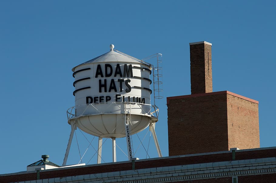 adams hats, water tower, deep ellum, landmark, vintage, architecture, HD wallpaper