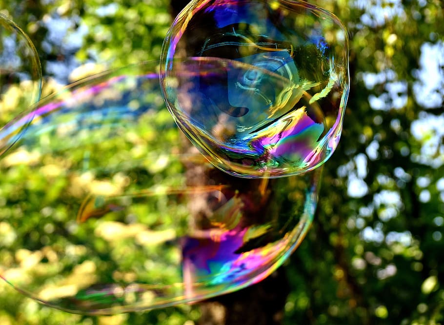 soap bubble, huge, large, make soap bubbles, wabbelig, iridescent HD wallpaper