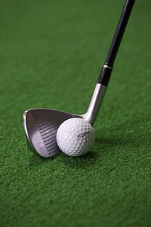 silver golf putter and white golf ball, golf balls, exercise HD wallpaper