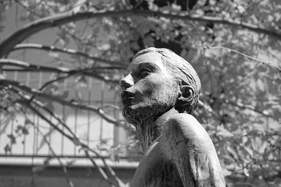 sculpture, devoutly, love, stone, black, white, meditation HD wallpaper