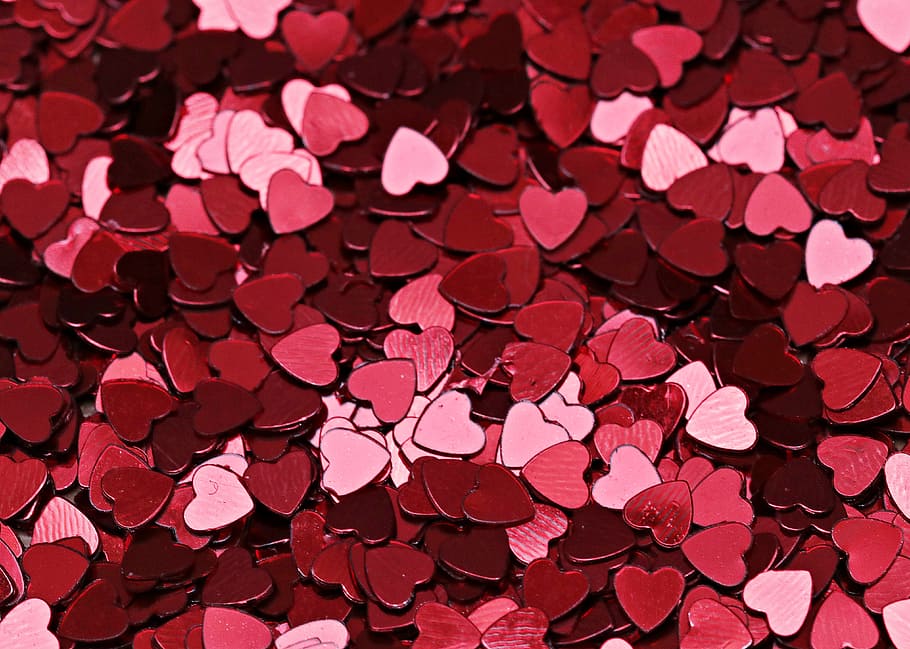 photo of red heart accessory lot, background, texture, close HD wallpaper