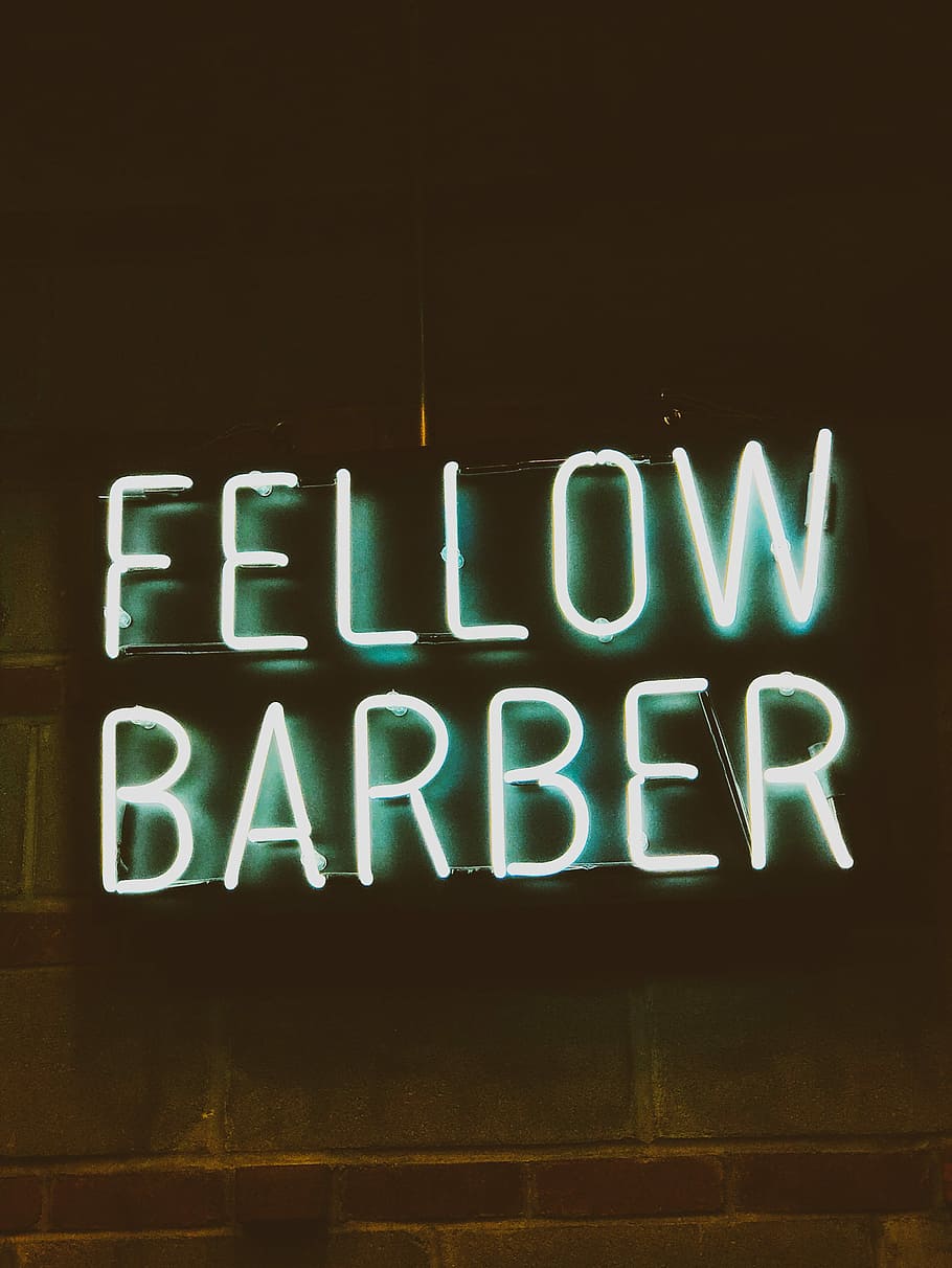 Fellow barber signage, lighted fellow barber neon sign, lights HD wallpaper
