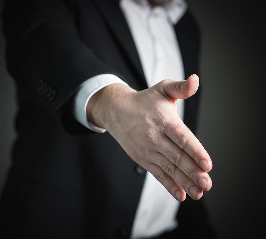 selective focus photo of man's hand, handshake, give, business, HD wallpaper