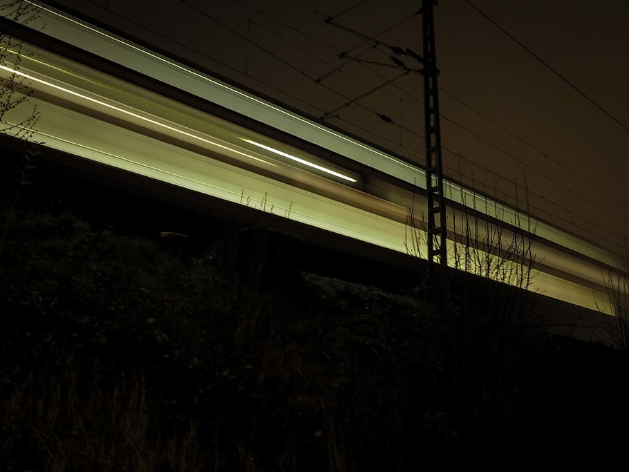 Night Train, Train, Train, Level Crossing, transport, dark HD wallpaper