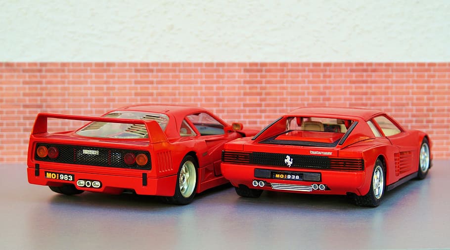 model car, auto, ferrari, red, sports car, toys, racing car HD wallpaper