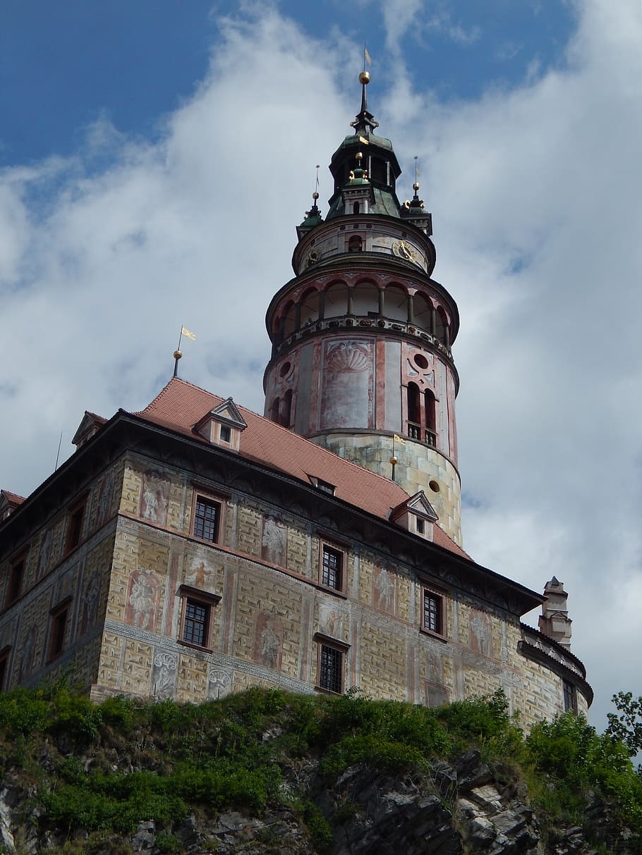 tower, czech krumlov, trip, architecture, built structure, sky HD wallpaper