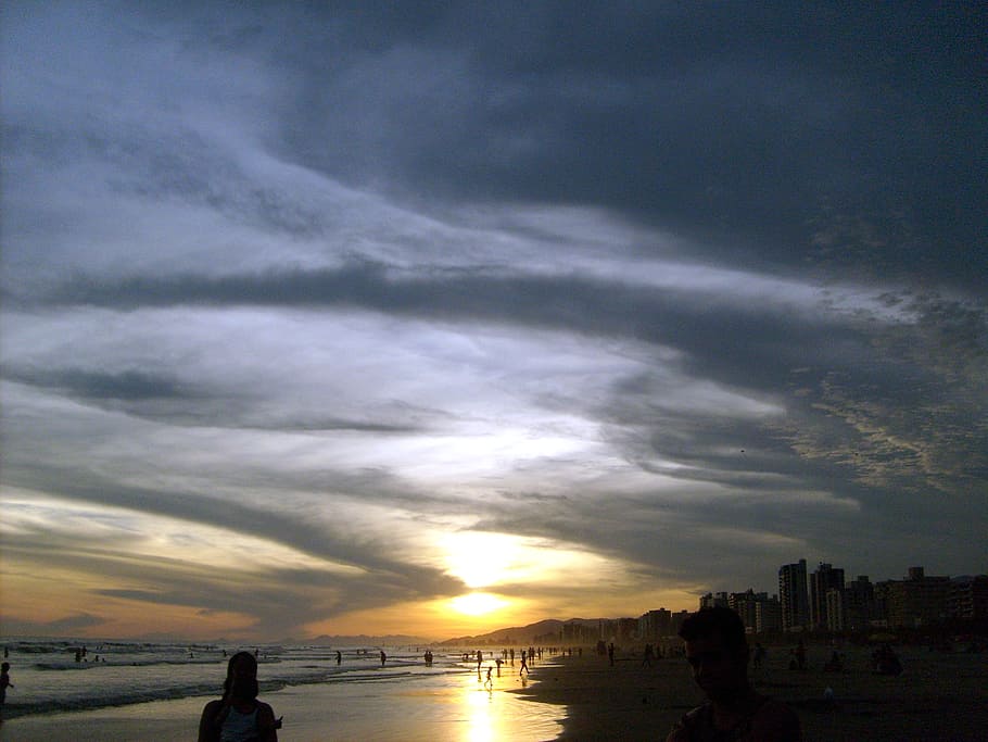 sunset, mar, holidays, quiet, beach, cloud - sky, water, architecture HD wallpaper