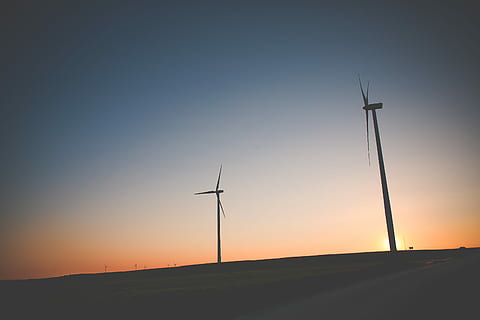 Sunset Windmills, austria, cloudless, sky, turbine, wind Turbine HD wallpaper