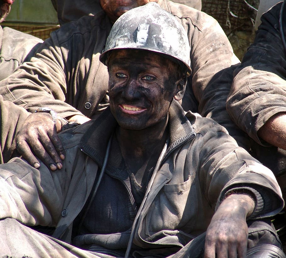 soldier smile while taking him a picture, Miner, Man, One, Work