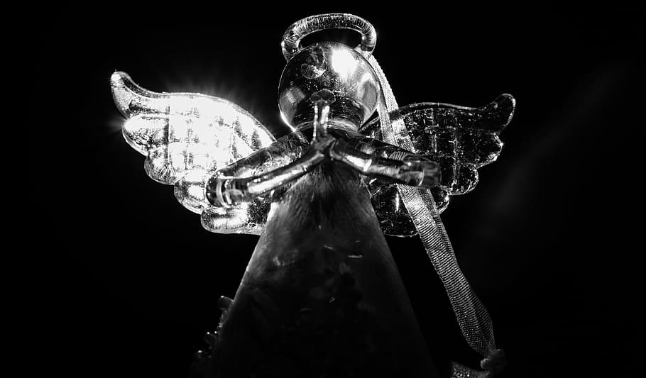 angel, light, protection, dark, glassfigure, glass figure, decoration HD wallpaper
