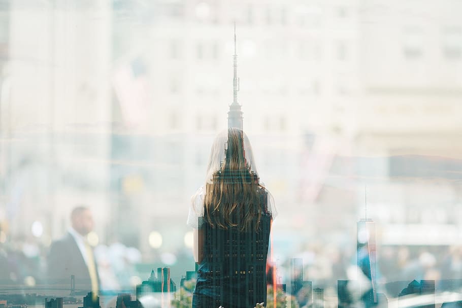 Empire State Building, New York, fused, pictures, two, design HD wallpaper
