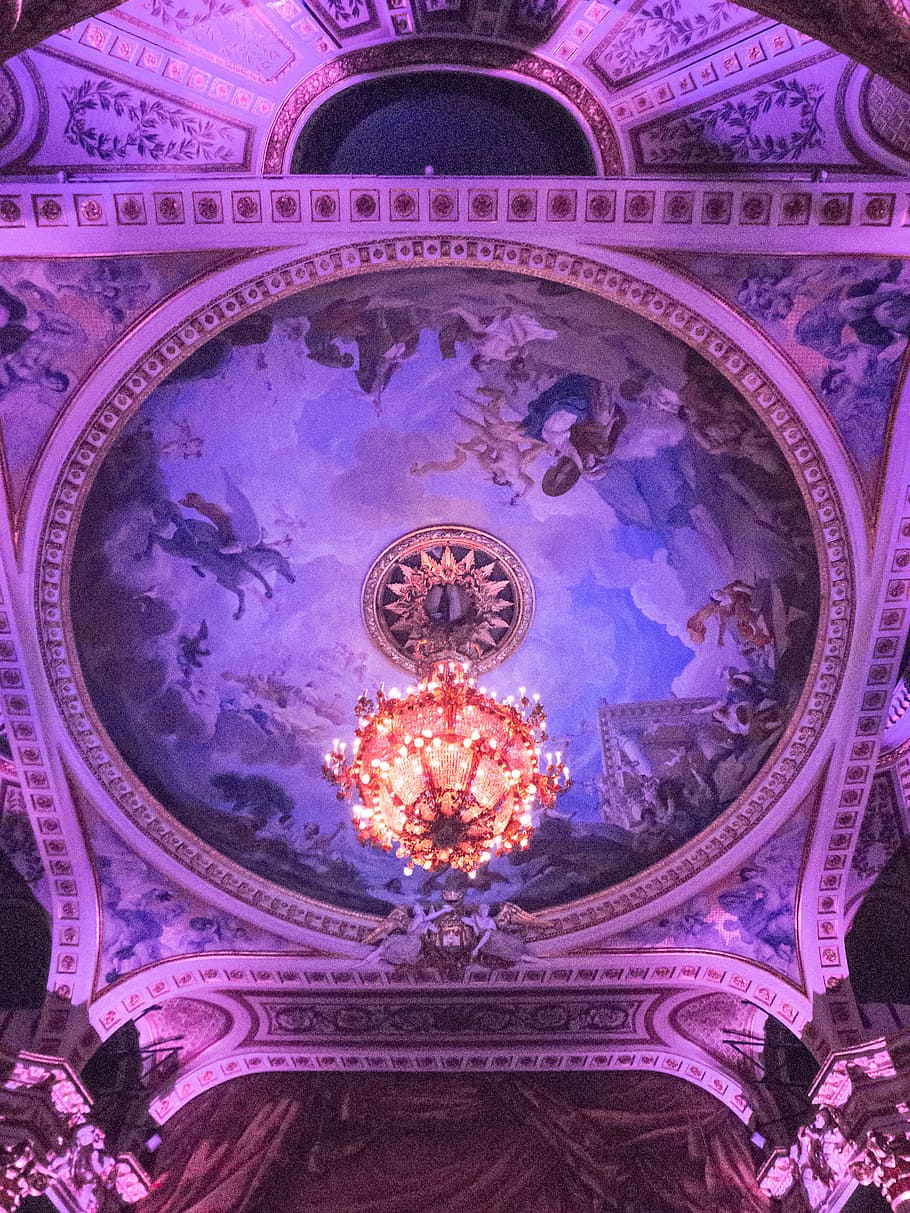 ceiling, fresh, dome, theatre, top, light, madrid, painting HD wallpaper