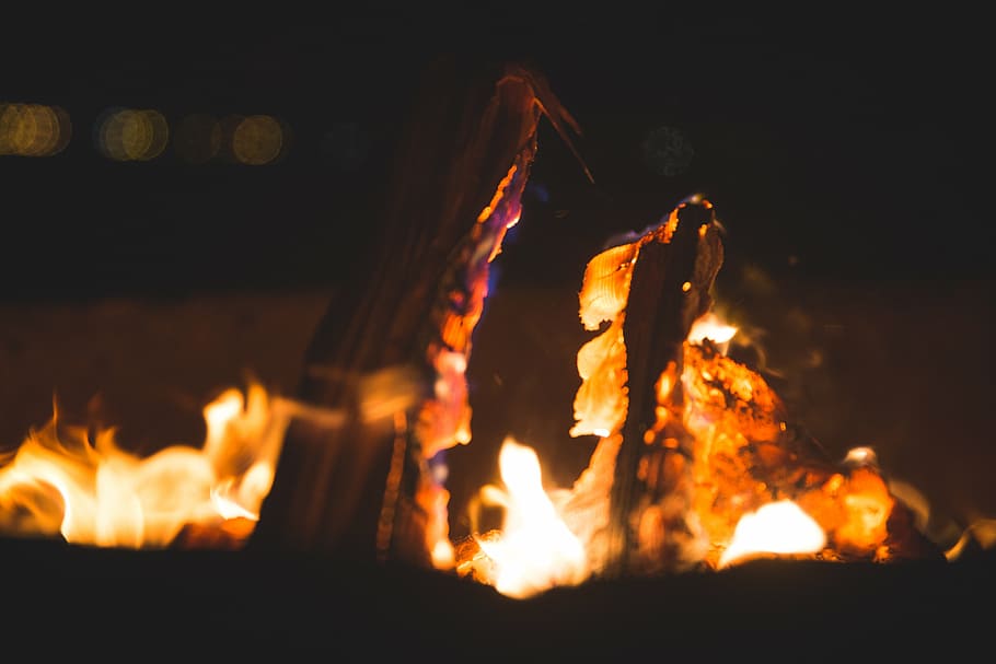 blur, bonfire, burn, burning, burnt, close-up, coal, firewood HD wallpaper