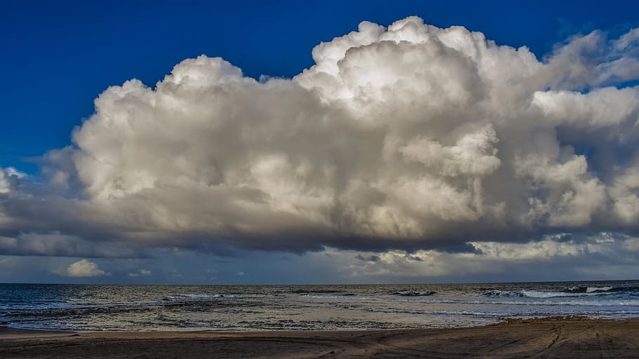 nature, beach, sky, clouds, cumulus, panoramic, landscape, sand HD wallpaper