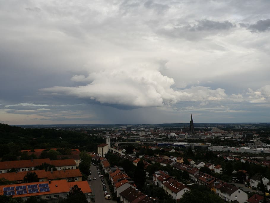 ulm, outlook, thunderstorm, cloud, münster, building exterior HD wallpaper