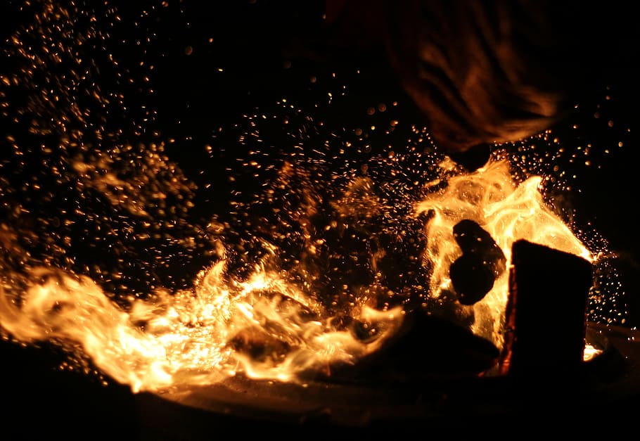 camp, fire, camp fire, flame, outdoor, wood, heat, summer, night HD wallpaper