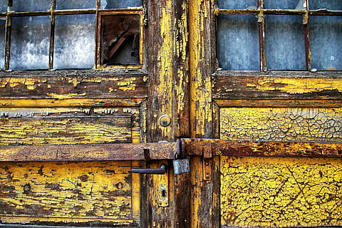 brown wooden door, old, rust, the door, lost place, open, door handle HD wallpaper
