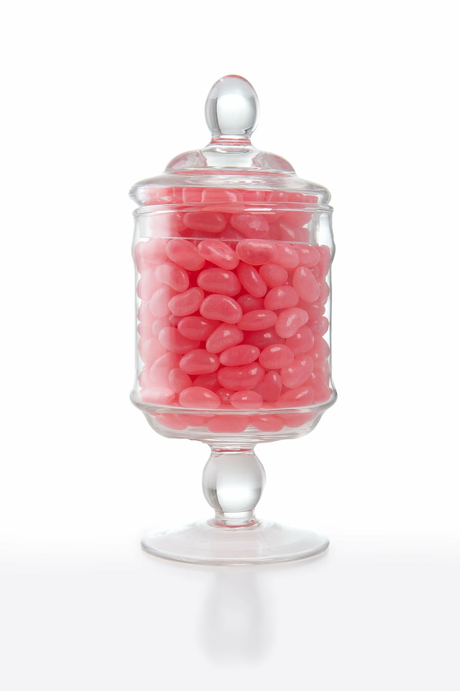 pink beans on clear glass jar with lid, jelly beans, lolly jar, HD wallpaper
