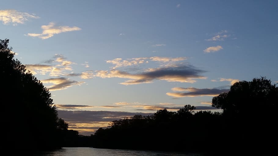 evening, nature, river, sky, sunset, landscape, outdoor, natural HD wallpaper