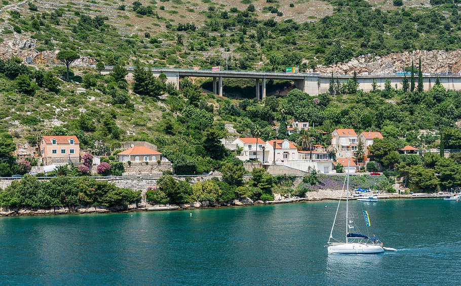 white ship on sea during daytime, croatia, dubrovnik, coastline, HD wallpaper