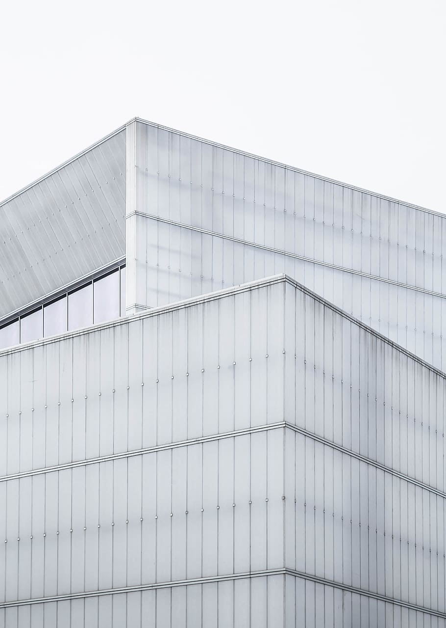 gray wall paint building during daytime, gray mirror glass curtain building HD wallpaper